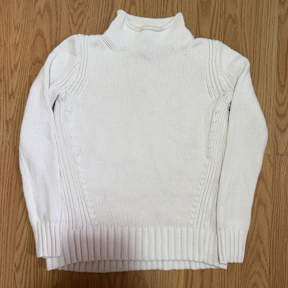 J Crew Always Sweater Womens White Mock Neck Knit Pullover Cotton XXS